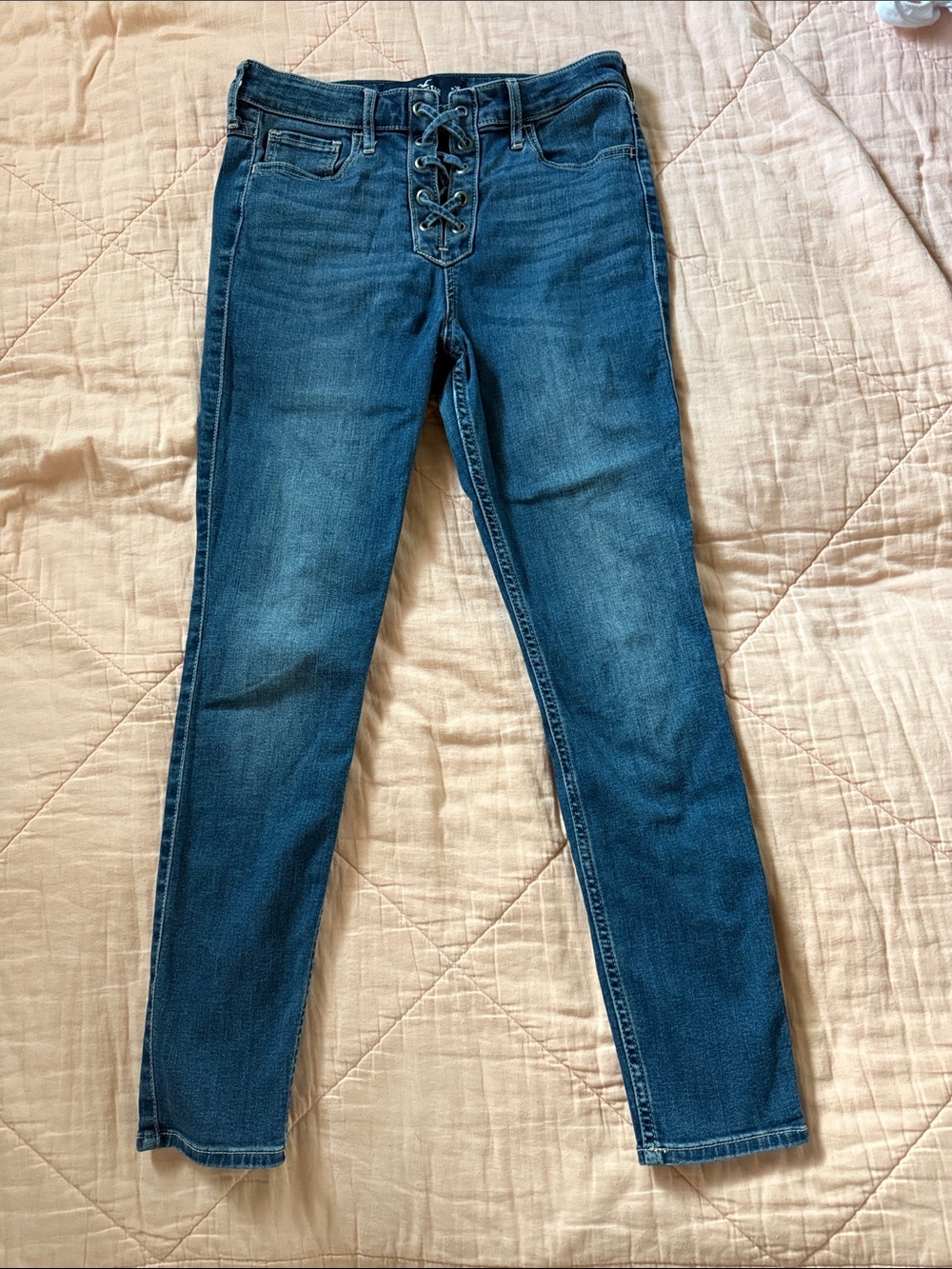 Hollister Lace-Up Y2K High-Rise Skinny Jeans - Blue